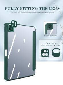 1 Ốp lưng bảo vệ phẳng gấp chữ Y bằng Acrylic màu xanh lá cây mờ tương thích với iPad Mini 6/9.7/10.2/10.5/Air 4/Air 5/10/10.9/Pro 11"/Air 11"(M2)/Air 13"(M2)/Pro 11"(M4)/Pro 13"(M4) 2024 12.9", Vị trí lỗ dựa trên sản phẩm thực tế nhận được, Chất liệu Acrylic chống uốn cong và chống rơi để bảo vệ iPad của bạn tốt hơn, Acrylic có lớp màng bảo vệ ở cả bên trong và bên ngoài cần được bóc ra trước khi sử dụng - Màu xanh lá cây đậm - Xem 4