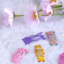 26入組女孩髮夾套裝帶彩色和時尚動物印刷(貓,兔子,,,),合適的適用於日常使用,度假,和派對 - 彩色 - 查看 5