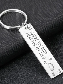 街头塔可情人节礼物送给他，搞笑周年纪念礼物送给丈夫男朋友，你是我塔可钥匙扣上唯一的肉，情侣钥匙圈 - 銀色 - 查看 1
