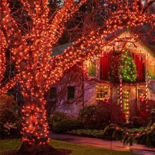 JMEXSUSS 66ft 200 LED Christmas Lights Indoor Outdoor, Warm White Christmas Lights Green Wire, 8 Modes Twinkle String Lights Plug In For Outside Tree Bedroom Wedding Party Christmas Home Decorations - trái cam - Xem 4