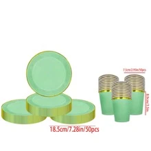 Bộ 100 chiếc đĩa và cốc giấy dùng một lần cho tiệc, lễ hội, tiệc tùng, cho tiệc Halloween hoặc Giáng sinh - Nhiều màu - Xem 1