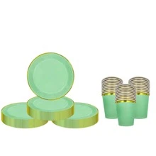 Bộ 100 chiếc đĩa và cốc giấy dùng một lần cho tiệc, lễ hội, tiệc tùng, cho tiệc Halloween hoặc Giáng sinh - Nhiều màu - Xem 2