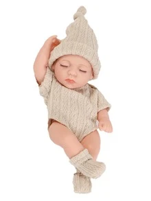 Muñeca 20 centímetros Bebé Juguete Pijama dulce Bebé Muñeca Juguetes Bebé vinilo natural regalo muñecas para niña - Beis - Ver 2