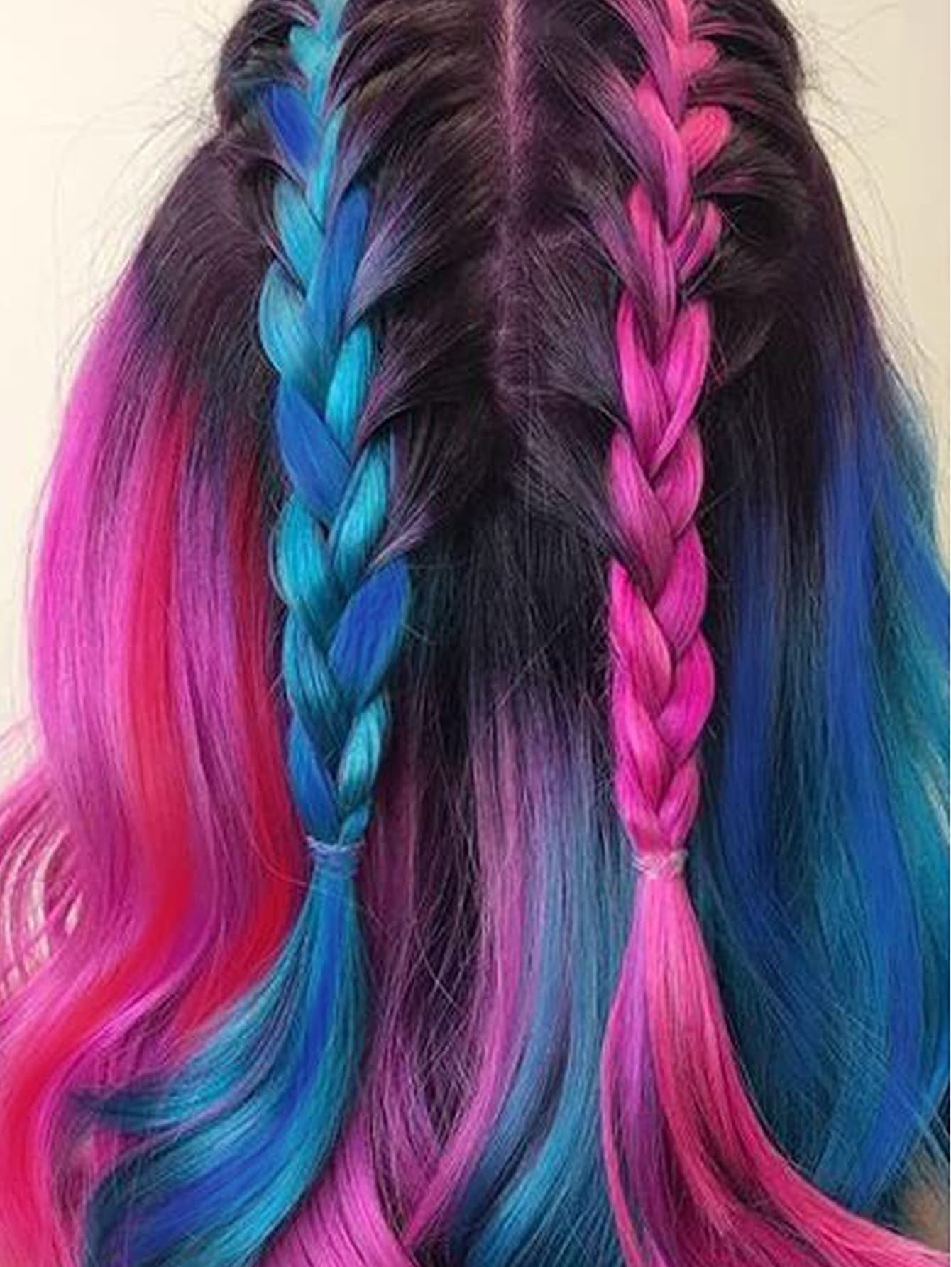 1 件纯色接发片，弹性夹式合成发条，可修剪和染色 - 淺藍色 - 查看 1