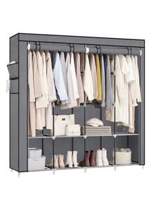 SONGMICS Portable Closet, Wardrobe Closet Organizer With Cover, 4 Hanging Rods And Shelves, 4 Side Pockets, 66.9 X 17.7 X 65.7 Inches, Large Capacity For Bedroom, Living Room