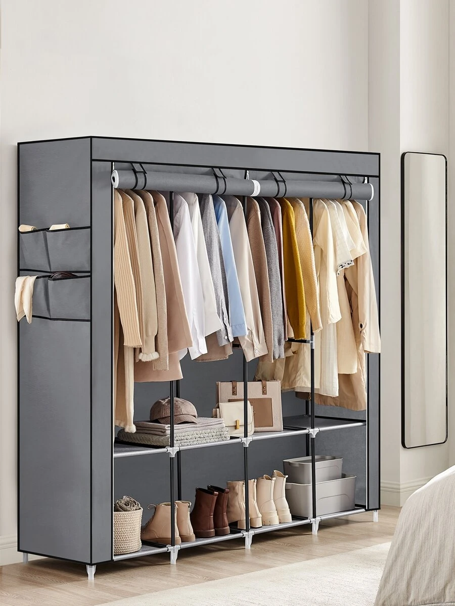 SONGMICS Portable Closet, Wardrobe Closet Organizer With Cover, 4 Hanging Rods And Shelves, 4 Side Pockets, 66.9 X 17.7 X 65.7 Inches, Large Capacity For Bedroom, Living Room