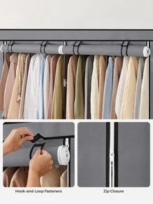 SONGMICS Portable Closet, Wardrobe Closet Organizer With Cover, 4 Hanging Rods And Shelves, 4 Side Pockets, 66.9 X 17.7 X 65.7 Inches, Large Capacity For Bedroom, Living Room