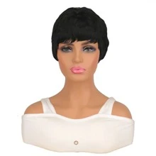 合成纖維短小精靈髮型假髮適合女士自然頭髮假髮短小精靈髮型髮型適合女士 - 黑色 - 查看 3