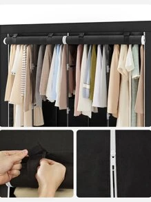 SONGMICS Portable Closet, Wardrobe Closet Organizer With Cover, 4 Hanging Rods And Shelves, 4 Side Pockets, 66.9 X 17.7 X 65.7 Inches, Large Capacity For Bedroom, Living Room - 黑色 - 查看 9