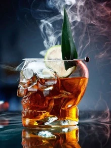 1入組創意骷髏頭透明玻璃果汁杯子