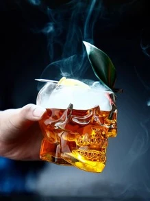 1入組創意骷髏頭透明玻璃果汁杯子