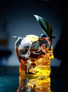 1入組創意骷髏頭透明玻璃果汁杯子