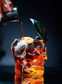 1入組創意骷髏頭透明玻璃果汁杯子