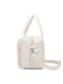 1 件多功能孕妇尿布包，轻便，便携，肩背/手提/斜挎，大容量，刺绣，隔热