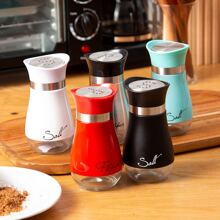 2 件裝鹽和胡椒瓶套裝,可再填充鹽胡椒帶不銹鋼蓋容器香料瓶適合家庭廚房、餐廳、野餐 3.4 盎司 - 黑與白 - 查看 6