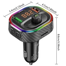 車FM發射器MP3播放機帶Type CPD20瓦USBQC3.0快充和免提①無線
②無鋼圈FM - 黑色 - 查看 2