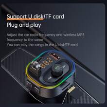 車FM發射器MP3播放機帶Type CPD20瓦USBQC3.0快充和免提①無線
②無鋼圈FM - 黑色 - 查看 7