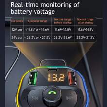 車FM發射器MP3播放機帶Type CPD20瓦USBQC3.0快充和免提①無線
②無鋼圈FM - 黑色 - 查看 9