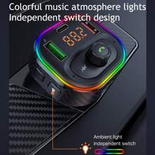 車FM發射器MP3播放機帶Type CPD20瓦USBQC3.0快充和免提①無線
②無鋼圈FM - 黑色 - 查看 8