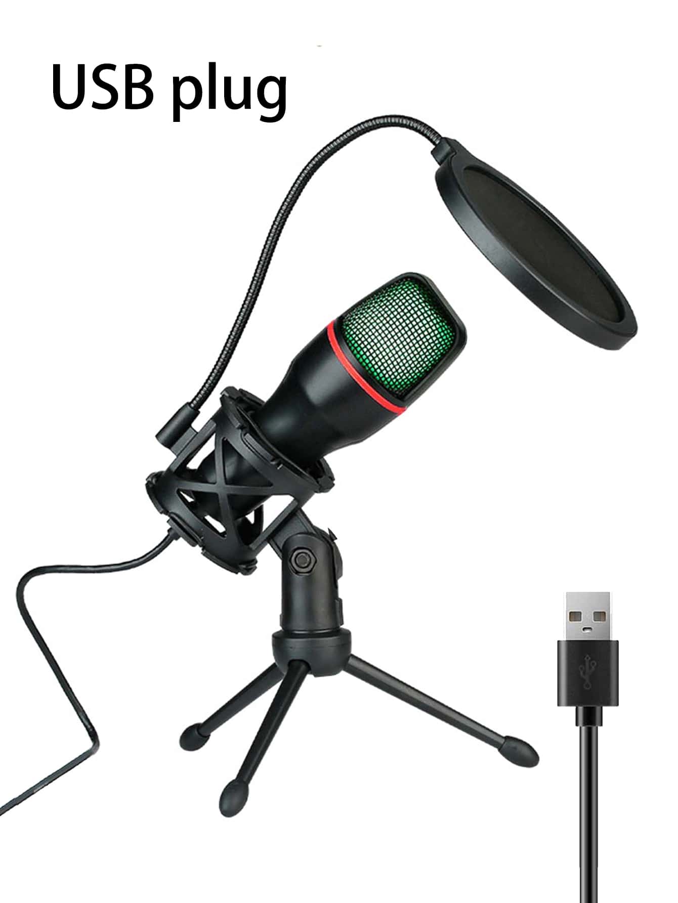 适用于笔记本电脑的USB接口RGB电容式麦克风 - 黑色 - 查看 1