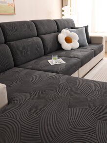1pc Universal Elastic Plush Jacquard Sofa Cushion Cover, Simple Modern Style Pet-proof And Anti-slip Sofa Protector Suitable For Living Room L-shaped Sectional Sofa And 1/2/3/4 Seat Sofa