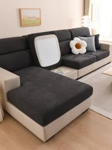 1pc Universal Elastic Plush Jacquard Sofa Cushion Cover, Simple Modern Style Pet-proof And Anti-slip Sofa Protector Suitable For Living Room L-shaped Sectional Sofa And 1/2/3/4 Seat Sofa