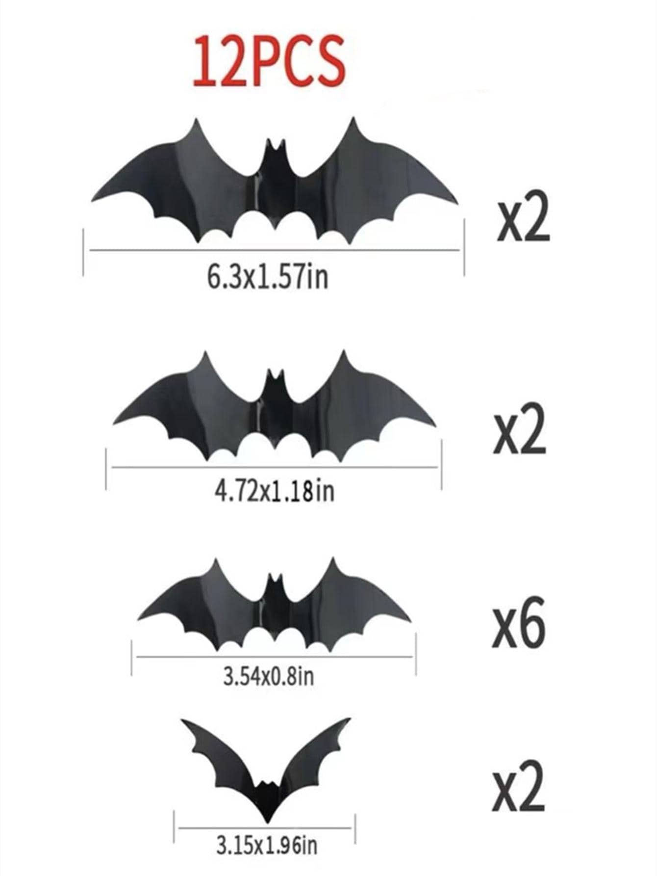 12pcs Halloween Decor PVC Bat Stickers Party Room Decoration Prop 12pcs-halloween-decor-pvc-bat-stickers-party-room-decoration-prop