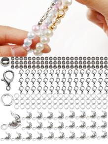 350入組合金龍蝦爪扣跳環連接器結尾適用於手環,項鍊製作DIY首飾類用品 - 白色 - 查看 1