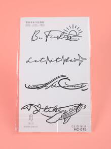 4 Cái/bộ Sáng Tạo Cá Voi, Hoàng Hôn, Sóng Biển Và Họa Tiết Máy Bay Hình Xăm Tạm Thời Với Từ Tiếng Anh - màu đen - Xem 2