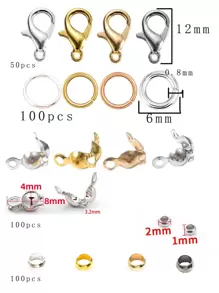 350入組合金龍蝦爪扣跳環連接器結尾適用於手環,項鍊製作DIY首飾類用品 - 白色 - 查看 2