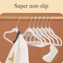 10pcs/package (beige) Velvet Coated Children's Anti-slip Hangers - Beige-10 sticks - View 4