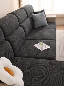 1pc Universal Elastic Plush Jacquard Sofa Cushion Cover, Simple Modern Style Pet-proof And Anti-slip Sofa Protector Suitable For Living Room L-shaped Sectional Sofa And 1/2/3/4 Seat Sofa