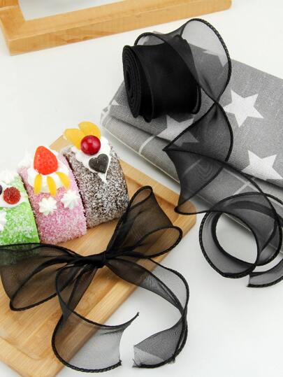 1 卷 9 米透明带边丝带，适用于插花、礼品包装、蝴蝶结制作、婚礼、派对装饰、圣诞节