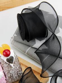 1 卷 9 米透明带边丝带，适用于插花、礼品包装、蝴蝶结制作、婚礼、派对装饰、圣诞节 - 黑色 - 查看 2