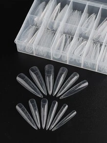 一盒 120 片双形全覆盖指甲尖拱形延长指甲模具全覆盖直假指甲延长假指甲尖、美甲用品、美甲工具、美甲工具、返校、指甲、按压指甲的美甲工具 - 無色 - 查看 3