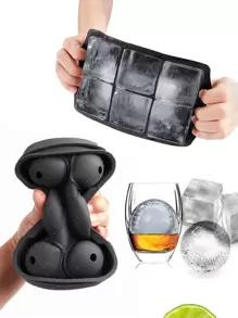 2 Peças/Conjunto Bandeja De Cubo De Gelo Com Silicone Gelo Bola Bolores , 4.5Cm Redondo E 5Cm Grande Quadrado Cubo De Gelo Bolores Com Tampa