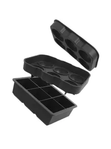2 Peças/Conjunto Bandeja De Cubo De Gelo Com Silicone Gelo Bola Bolores , 4.5Cm Redondo E 5Cm Grande Quadrado Cubo De Gelo Bolores Com Tampa