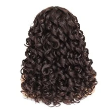 Synthetic Heat Resistant Wigs Bouncy Curls Wigs With Bangs Chocolate Brown 18inch Chemical Fiber Wig Bangs Wig Daily Used Easy To Wear Beginner Big Bouncy Fluff Curly Wigs - Cà phê nâu - Xem 7