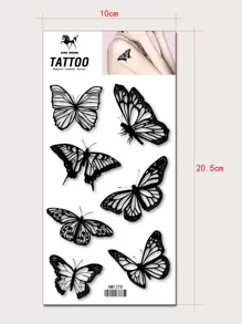 KING HORSE ملصقات وشم، ورقة واحدة من الوشم المؤقت بنقشة الفراشة للنساء، ملصقات وشم حيوانات للبالغين، وشم صناعي يبدو حقيقي، للنساء والفتيات - الأسود - مشاهدة 8