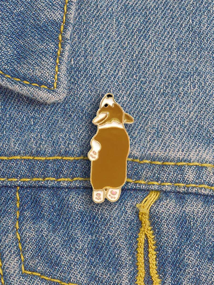 1pc Cartoon Welsh Corgi Shaped Brooch - Multicolor - View 1