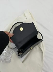 Bolso de mano mini moda con solapa con ajustable Tira bandolera - Negro - Ver 3