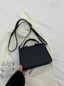 Bolso de mano mini moda con solapa con ajustable Tira bandolera - Negro - Ver 4