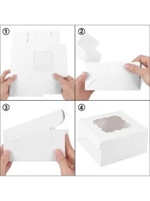 10 piezas blanco cuadrado pastel Caja con ventana limpia , adecuado para fiesta con Favor de la boda embalaje - Blanco - Ver 5