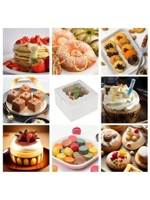 10 piezas blanco cuadrado pastel Caja con ventana limpia , adecuado para fiesta con Favor de la boda embalaje - Blanco - Ver 4