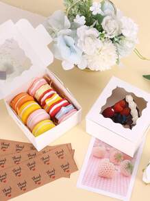 10 piezas blanco cuadrado pastel Caja con ventana limpia , adecuado para fiesta con Favor de la boda embalaje - Blanco - Ver 2