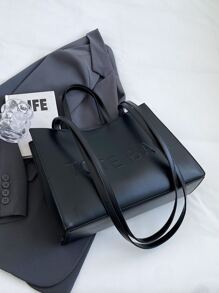 大容量时尚手提包，带字母印花，时尚手提包，纯色简约斜挎包，女士休闲手提包，单肩包，钱包，商务休闲女包，非常适合办公室商务和工作