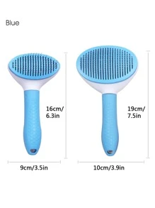 1 pieza peine para mascotas, limpiador de pelo para gatos, peine para pelo de peluche, cepillo para pelo de perro - Azul - Ver 3