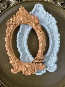 1pc Delicate Carved Mirror Frame Design Silicone Mold - Light Grey - View 2