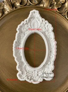 1pc Delicate Carved Mirror Frame Design Silicone Mold - Light Grey - View 3