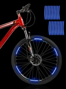20pcs Bicycle Tire Reflective Stickers Honeycomb Pattern Night Cycling Decoration Sticker For Mountain Bike, Road Bike, Racing Bike, Warning - Blue - View 1